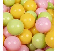 KiddyMoon 300 ∅ 7Cm Balles Colorées Plastique pour Piscine Enfant Bébé Fabriqué en EU, Vert Clair/Jaune/Rose Poudre