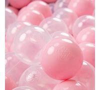 KiddyMoon 50 ∅ 7Cm Balles Colorées Plastique pour Piscine Enfant Bébé Fabriqué en EU, Rose Poudré/Transparent