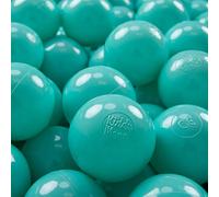 KiddyMoon 50 ∅ 7Cm Balles Colorées Plastique pour Piscine Enfant Bébé Fabriqué en EU, Turquoise Clair/Blanc/Transparent/Turquoise
