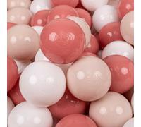 KiddyMoon 50 balles/7 cm Boules de jeu pour bébé Boules de bain pour bébé Boules en plastique uni fabriquées dans l'UE, beige pastel/saumon/blanc