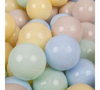KiddyMoon 50 Balles/7Cm Balles Colorées Plastique pour Piscine Enfant Bébé Fabriqué en EU, Beige Pastel/Bleu Pastel/Jaune Pastel/Menthe