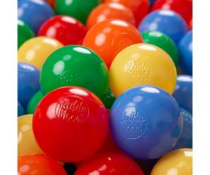 KiddyMoon 500/6Cm ∅ Balles Colorées Plastique pour Piscine Enfant Bébé Fabriqué en EU, Jaune/Vert/Bleu/Rouge/Orange