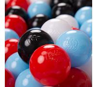 KiddyMoon 500/6Cm ∅ Balles Colorées Plastique pour Piscine Enfant Bébé Fabriqué en EU, Noir/Blanc/Rouge/Baby Blue