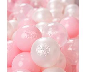 KiddyMoon 500/6Cm ∅ Balles Colorées Plastique pour Piscine Enfant Bébé Fabriqué en EU, Rose Poudré/Perle/Transparent
