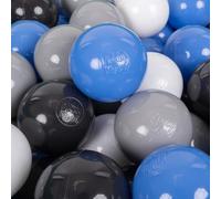 KiddyMoon 700 ∅ 7Cm Balles Colorées Plastique pour Piscine Enfant Bébé Fabriqué en EU, Gris/Blanc/Bleu/Noir