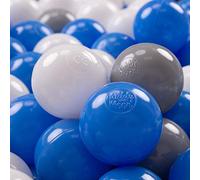 KiddyMoon 700 ∅ 7Cm Balles Colorées Plastique pour Piscine Enfant Bébé Fabriqué en EU, Gris/Blanc/Bleu