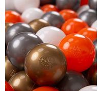 KiddyMoon 700 ∅ 7Cm Balles Colorées Plastique pour Piscine Enfant Bébé Fabriqué en EU, Orange/Argenté/Or/Blanc