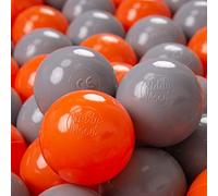 KiddyMoon 700 ∅ 7Cm Balles Colorées Plastique pour Piscine Enfant Bébé Fabriqué en EU, Orange/Gris