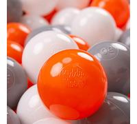 KiddyMoon 700 ∅ 7Cm Balles Colorées Plastique pour Piscine Enfant Bébé Fabriqué en EU, Orange/Gris/Blanc