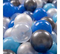 KiddyMoon 700 ∅ 7Cm Balles Colorées Plastique pour Piscine Enfant Bébé Fabriqué en EU, Perle/Bleu/Baby Bleu/Transparent/Argenté