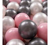 KiddyMoon 700 ∅ 7Cm Balles Colorées Plastique pour Piscine Enfant Bébé Fabriqué en EU, Perle/Rose Poudré/Argenté