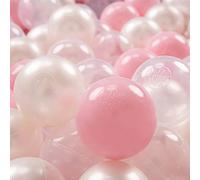 KiddyMoon 700 ∅ 7Cm Balles Colorées Plastique pour Piscine Enfant Bébé Fabriqué en EU, Rose Poudré/Perle/Transparent
