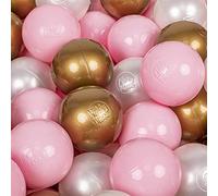 KiddyMoon 700 ∅ 7Cm Balles Colorées Plastique pour Piscine Enfant Bébé Fabriqué en EU, Rose Poudré/Perle/Or