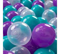 KiddyMoon 700 ∅ 7Cm Balles Colorées Plastique pour Piscine Enfant Bébé Fabriqué en EU, Turquoise/Violet/Transparent