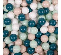 KiddyMoon 700 balles/7 cm Baby Balls Bath Play Balls for babies Boules en plastique uni fabriquées dans l'UE, turquoise foncé/beige/blanc/menthe