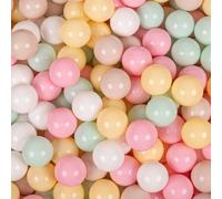 KiddyMoon 700 balles/7 cm Baby Balls Boules de jeu pour le bain Boules pour enfants Boules en plastique uni fabriquées en UE, beige pastel/jaune pastel/blanc/mint/rose