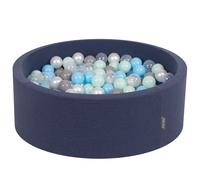 KiddyMoon 90x30cm/200 balles ∅ 7cm balles rondes en mousse pour bébé Fabriqué en UE, Bleu foncé : Pearl/Grey/Translucent/Baby Blue/Mint