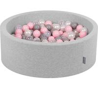 KiddyMoon 90x30cm/200 balles ∅ 7cm Balles rondes en mousse pour enfants Fabriqué dans l'UE, Gris clair : Perle/Gris/Transparent/Rose