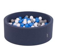 KiddyMoon 90x30cm/200 balles ∅ 7cm balles rondes en mousse pour enfants fabriqué en UE, Bleu foncé:Gris/Blanc/Bleu