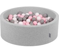 KiddyMoon 90x30cm/200 balles ∅ 7cm balles rondes en mousse pour enfants fabriqué en UE, Gris clair : Blanc/Gris/Rose