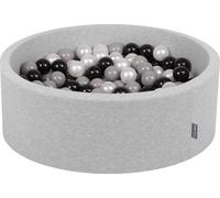 KiddyMoon 90x30cm/200 balles ∅ 7cm Balles rondes en mousse pour enfants fabriqué en UE, Gris clair : Noir/Gris/Pourpre