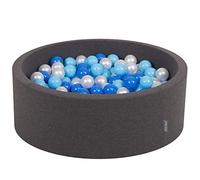 KiddyMoon 90X30cm/200 Balles ∅ 7Cm Piscine À Balles Pour Bébé Rond Fabriqué En UE, Gris Foncé: Baby Blue/Bleu/Perle