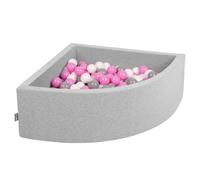 KiddyMoon 90x30cm/200 ballons ∅ 7cm Triangle Ballons en mousse pour enfants fabriqué en UE, Gris clair : Gris/Blanc/Rose