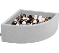KiddyMoon 90x30cm/200 ballons ∅ 7cm Triangle Ballons en mousse pour enfants fabriqué en UE, Gris clair : Blanc/Gris/Noir/Or