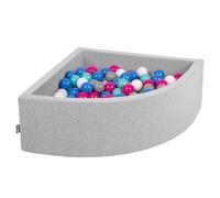 KiddyMoon 90x30cm/200 ballons ∅ 7cm Triangle Ballons en mousse pour enfants fabriqué en UE, Gris clair : Blanc/Gris/Bleu/Rose foncé/Turquoise clair