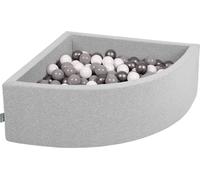 KiddyMoon 90x30cm/200 ballons ∅ 7cm Triangle Ballons en mousse pour enfants fabriqué en UE, Gris clair : Blanc/Gris/Argent