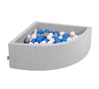 KiddyMoon 90x30cm/200 ballons ∅ 7cm Triangle Ballons en mousse pour enfants fabriqué en UE, Gris clair : Gris/Blanc/Bleu