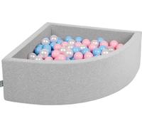 KiddyMoon 90x30cm/200 ballons ∅ 7cm Triangle Kids foam balls Certified EU, Light grey : Bleu bébé/rose poudré/perle