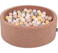 KiddyMoon 90x30cm/200 ballons ∅ 7cm Velour Round Kids Foam Balls Certified EU, Velour Pink : Pastel Beige/Green/Grey/Pastel Yellow/White
