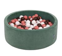 KiddyMoon 90x30cm/200 ballons ∅ 7cm Velours Ballons ronds en mousse pour enfants Fabriqué dans l'UE, Vert Velours : Couleurs saumon/marron/blanc