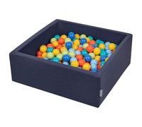 KiddyMoon 90x30cm/300 balles ∅ 7cm Balles en mousse pour enfants Fabriqué en UE, Bleu foncé : Vert clair/Orange/Tyrquoise/Bleu/Bleu/Jaune