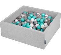 KiddyMoon 90x30cm/300 balles ∅ 7cm Balles en mousse pour enfants fabriqué en UE, Gris clair : Blanc/Gris/Turquoise clair