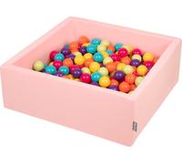 KiddyMoon 90x30cm/300 balles ∅ 7cm Balles en mousse pour enfants fabriqué en UE, Rose : V.Vert/Jaune/Turquoise/Orange/Rose/Pourpre