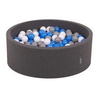 KiddyMoon 90x30cm/300 balles ∅ 7cm balles rondes en mousse pour enfants Fabriqué dans l'UE, Gris foncé : Gris/Blanc/Bleu