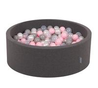 KiddyMoon 90x30cm/300 balles ∅ 7cm balles rondes en mousse pour enfants Fabriqué dans l'UE, Gris foncé : Perle/Gris/Transparent/Rose