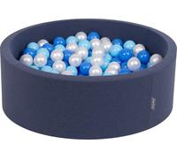 KiddyMoon 90x30cm/300 balles ∅ 7cm Balles rondes en mousse pour enfants fabriqué en UE, Bleu foncé : Bleu bébé/Bleu/Pourpre