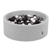 KiddyMoon 90x30cm/300 balles ∅ 7cm balles rondes en mousse pour enfants fabriqué en UE, Gris clair : Blanc/Noir/Argent