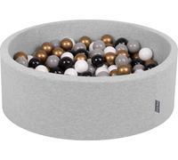 KiddyMoon 90x30cm/300 balles ∅ 7cm balles rondes en mousse pour enfants fabriqué en UE, Gris clair : Blanc/Gris/Noir/Or