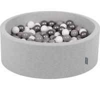 KiddyMoon 90x30cm/300 balles ∅ 7cm balles rondes en mousse pour enfants fabriqué en UE, Gris clair : Blanc/Gris/Argent