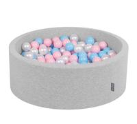 KiddyMoon 90x30cm/300 balles ∅ 7cm balles rondes en mousse pour enfants fabriqué en UE, Gris clair : Bleu bébé/rose/violet