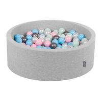 KiddyMoon 90x30cm/300 balles ∅ 7cm balles rondes en mousse pour enfants fabriqué en UE, Gris clair : Perle/Rose/Baby Blue/Mint : /Argent