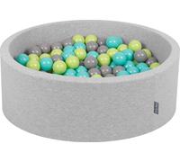 KiddyMoon 90x30cm/300 balles ∅ 7cm Balles rondes en mousse pour enfants Fabriqué en UE, Gris clair : Vert clair/Turquoise clair/Gris