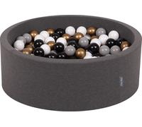 KiddyMoon 90x30cm/300 balles ∅ 7cm balles rondes en mousse pour enfants fabriqué en UE, Gris foncé : Blanc/Gris/Noir/Or