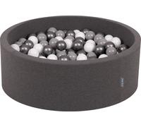 KiddyMoon 90x30cm/300 balles ∅ 7cm balles rondes en mousse pour enfants fabriqué en UE, Gris foncé : Blanc/Gris/Argent