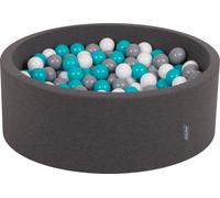 KiddyMoon 90x30cm/300 balles ∅ 7cm balles rondes en mousse pour enfants Fabriqué en UE, Gris foncé : Gris/Blanc/Tyrky