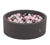 KiddyMoon 90x30cm/300 balles ∅ 7cm Balles rondes en mousse pour enfants Fabriqué en UE, Gris foncé : Perle/Rose/Argent